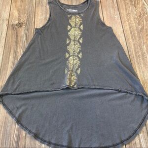 AMUSE Society Charcoal Gray Tank Top Medium Gold Aztec Shirt
